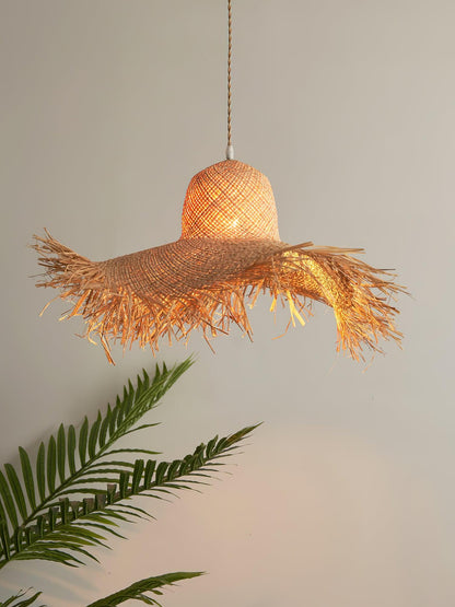 Rattan Straw Hat Hanging light Pendant Light