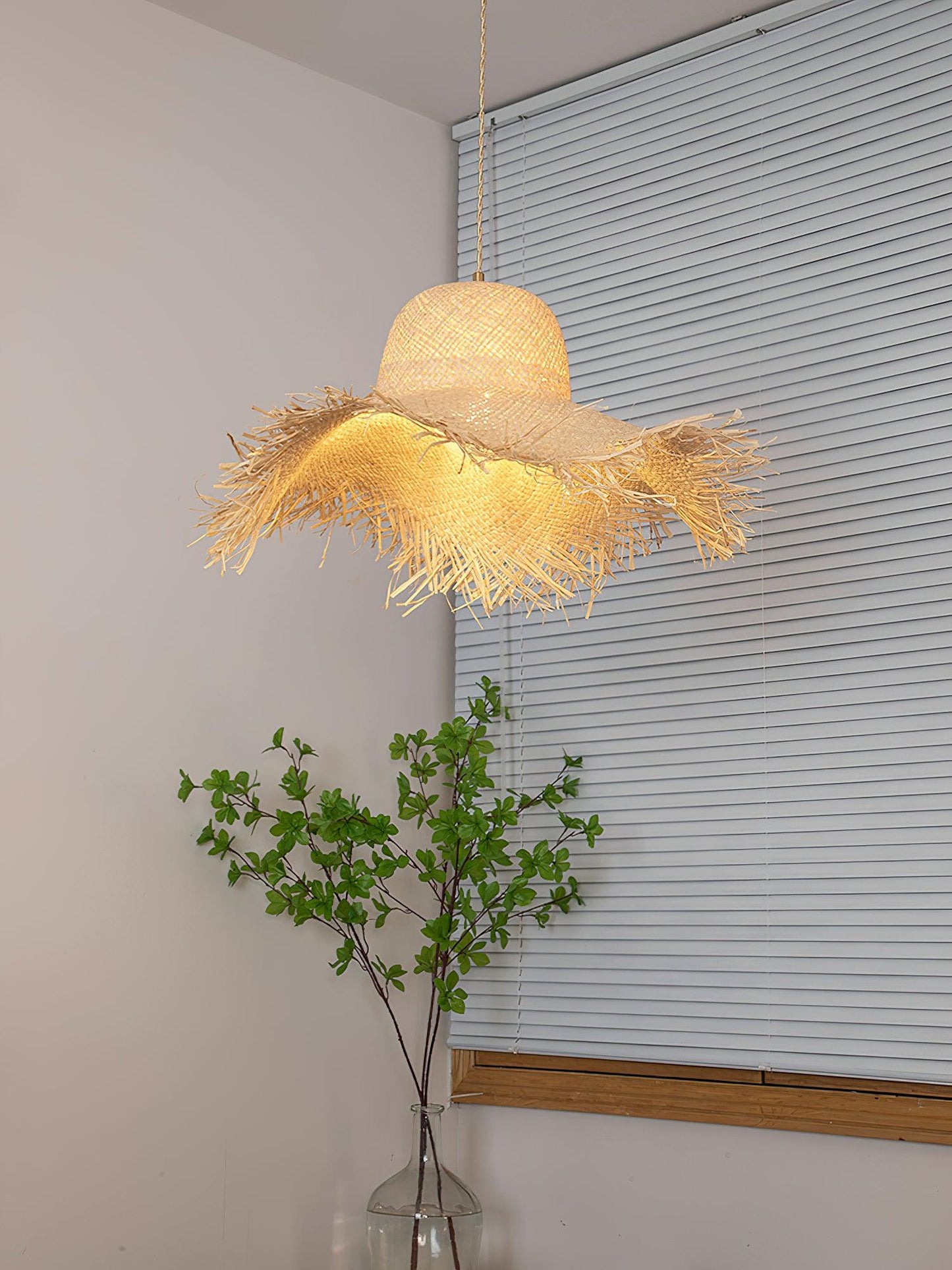 Rattan Straw Hat Hanging light Pendant Light