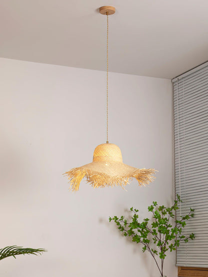 Rattan Straw Hat Hanging light Pendant Light