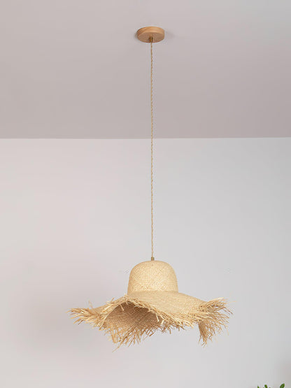 Rattan Straw Hat Hanging light Pendant Light