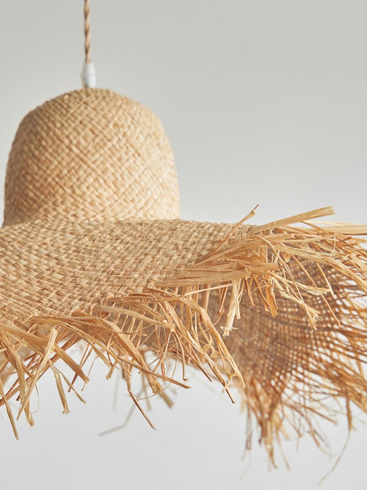 Rattan Straw Hat Hanging light Pendant Light