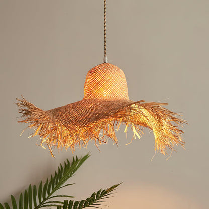 Rattan Straw Hat Hanging light Pendant Light