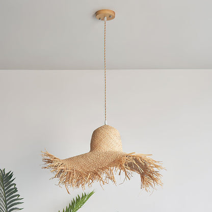 Rattan Straw Hat Hanging light Pendant Light