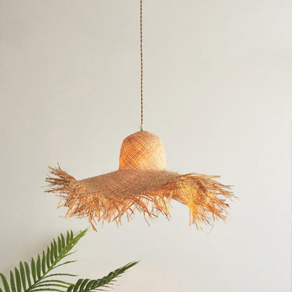 Rattan Straw Hat Hanging light Pendant Light