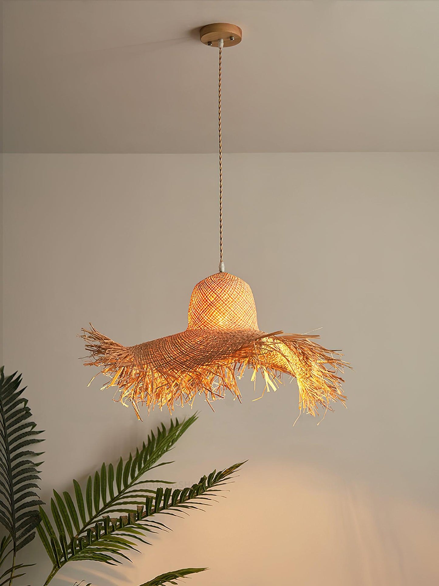 Rattan Straw Hat Hanging light Pendant Light