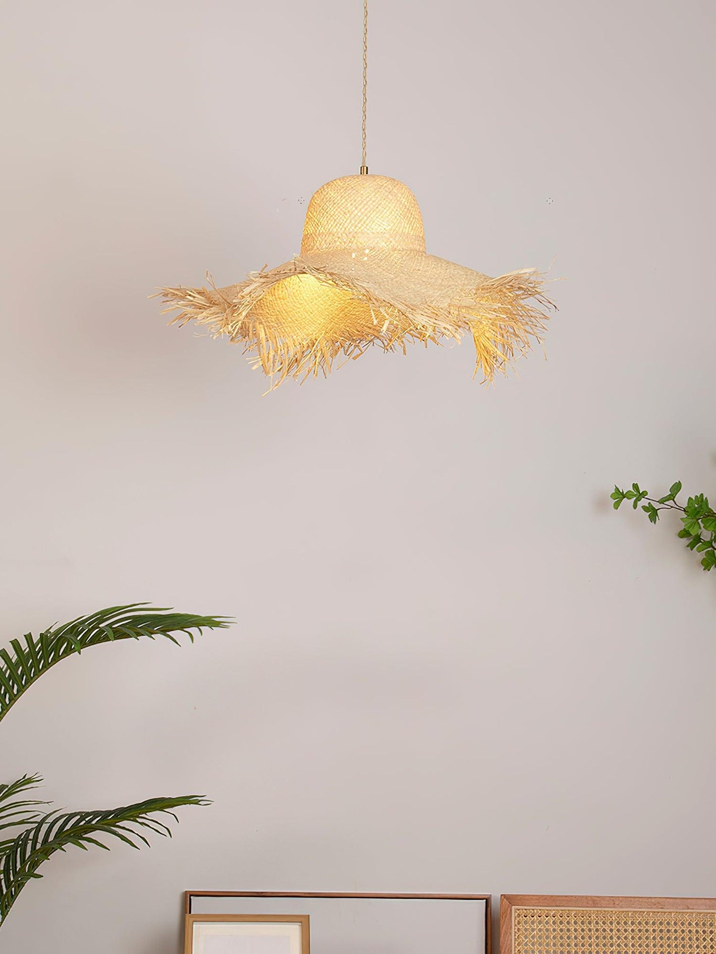 Rattan Straw Hat Hanging light Pendant Light