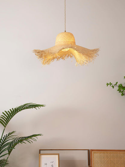 Rattan Straw Hat Hanging light Pendant Light