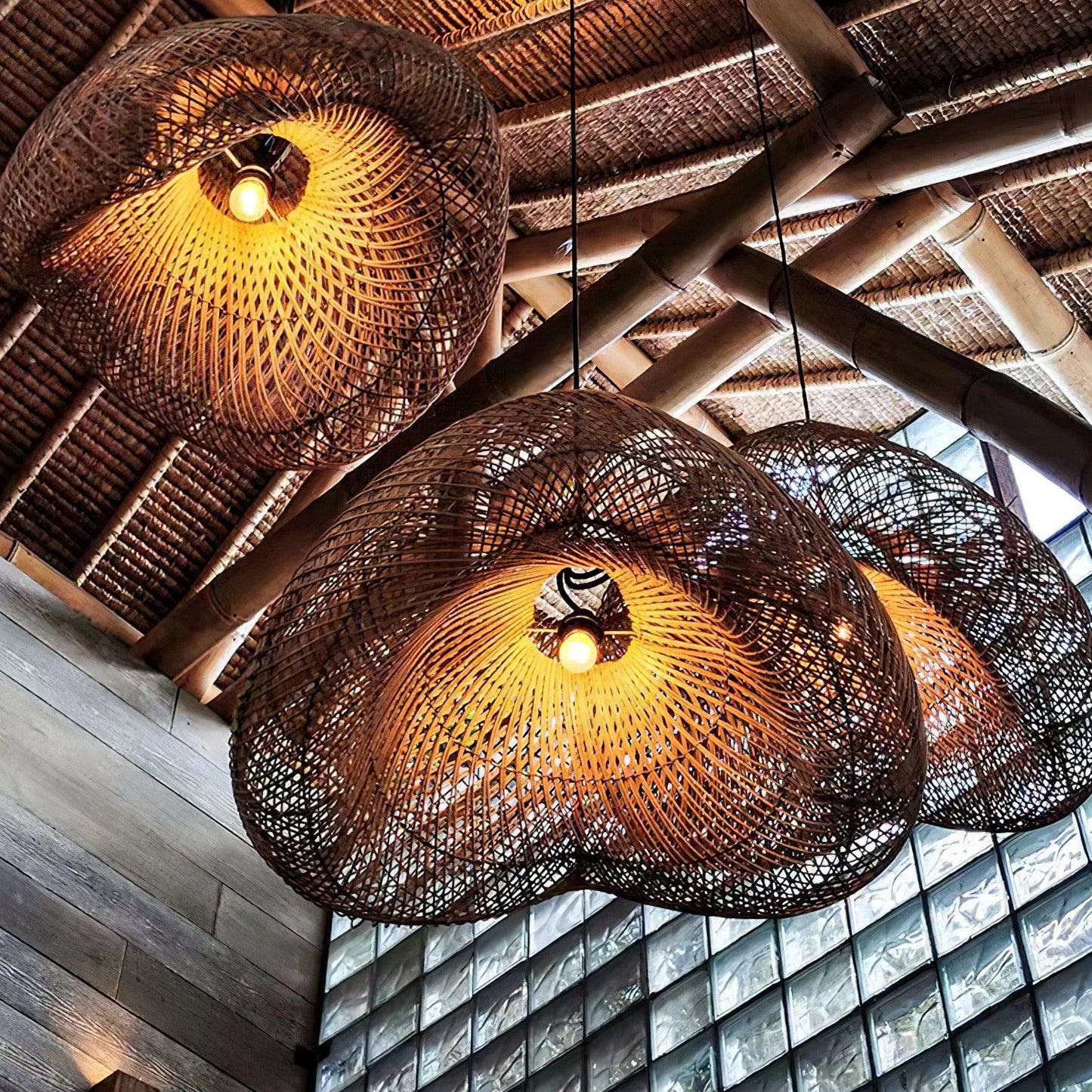 Rattan Wave Ceiling light fitting Pendant Light