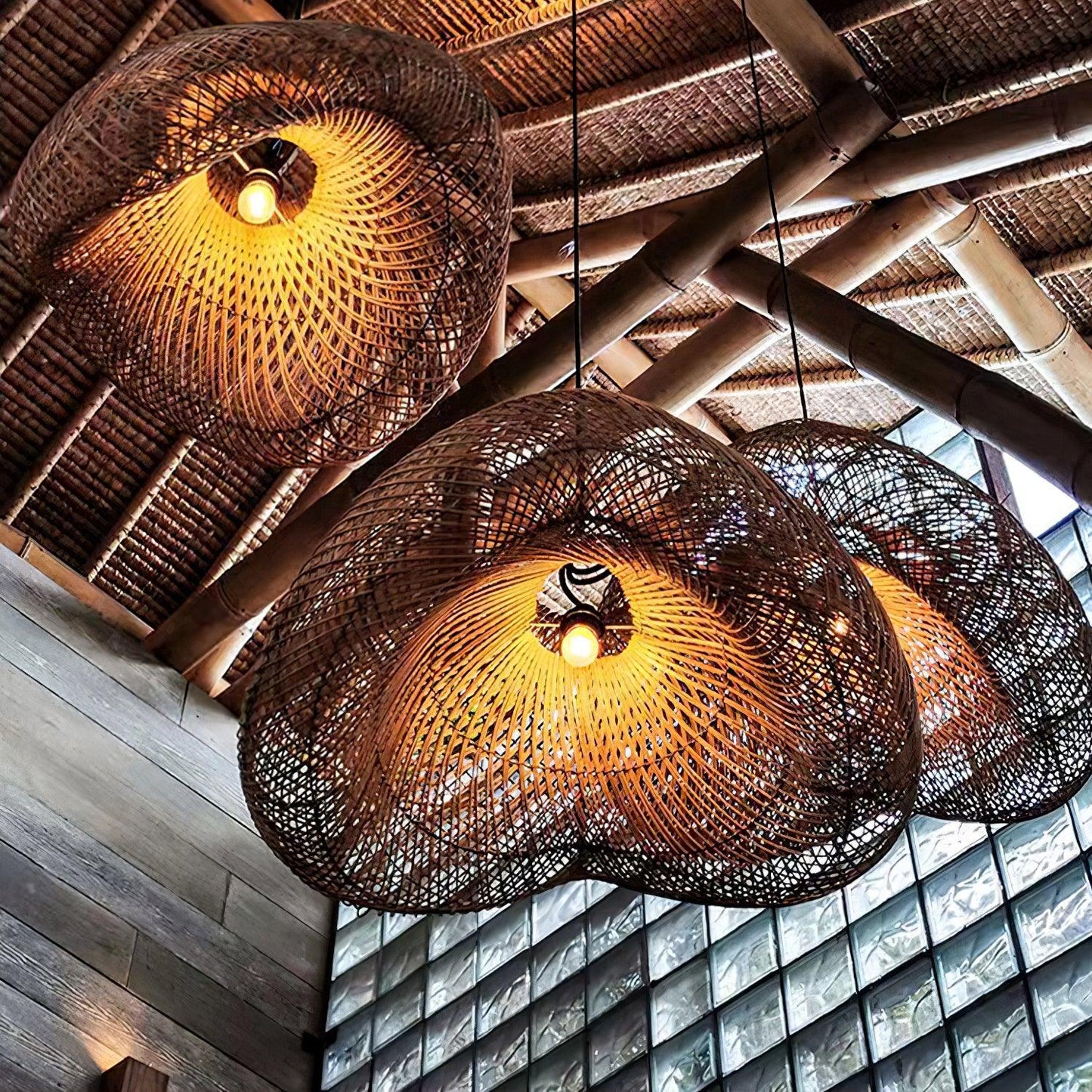 Rattan Wave Ceiling light fitting Pendant Light