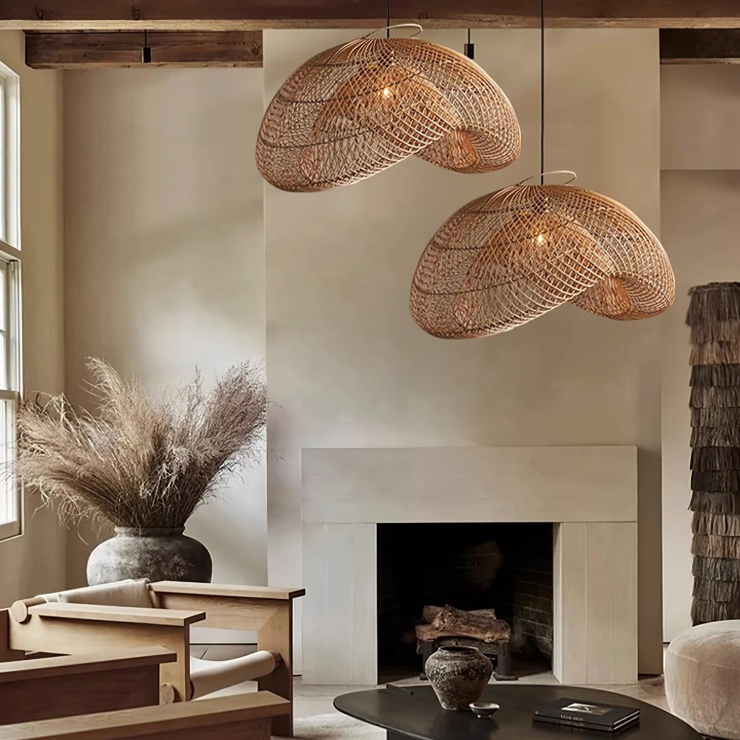 Rattan Wave Ceiling light fitting Pendant Light