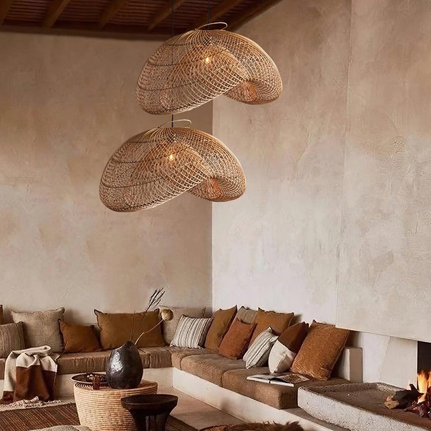 Rattan Wave Ceiling light fitting Pendant Light