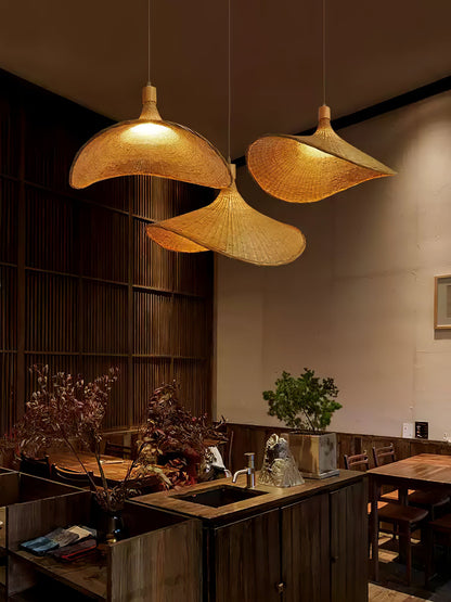 Rattan Weave Hat Droplight Pendant Light