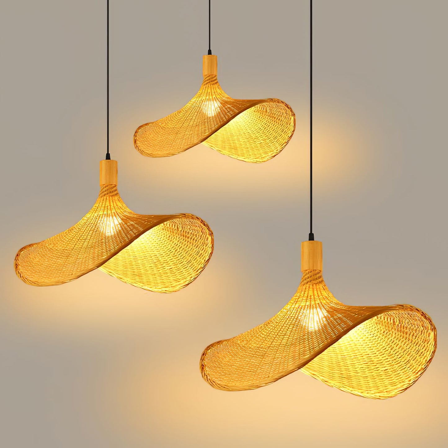 Rattan Weave Hat Droplight Pendant Light