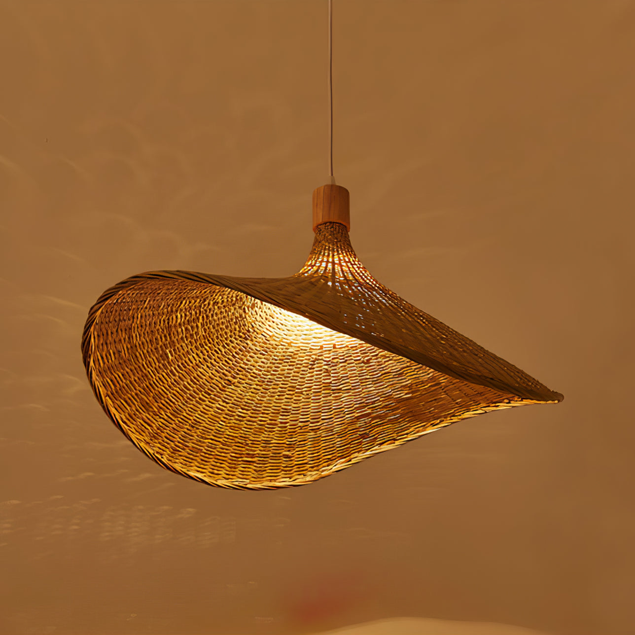 Rattan Weave Hat Droplight Pendant Light