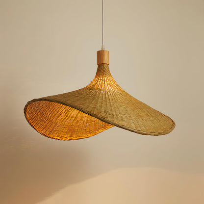 Rattan Weave Hat Droplight Pendant Light