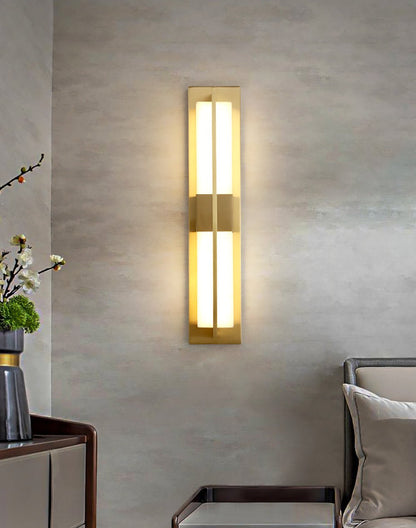 Rectangular Alabaster Brass Bracket light Wall Sconce