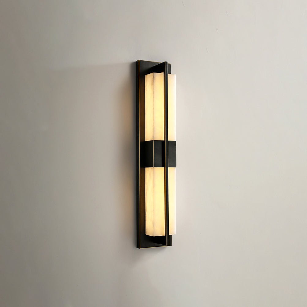 Rectangular Alabaster Brass Bracket light Wall Sconce