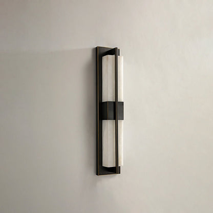 Rectangular Alabaster Brass Bracket light Wall Sconce