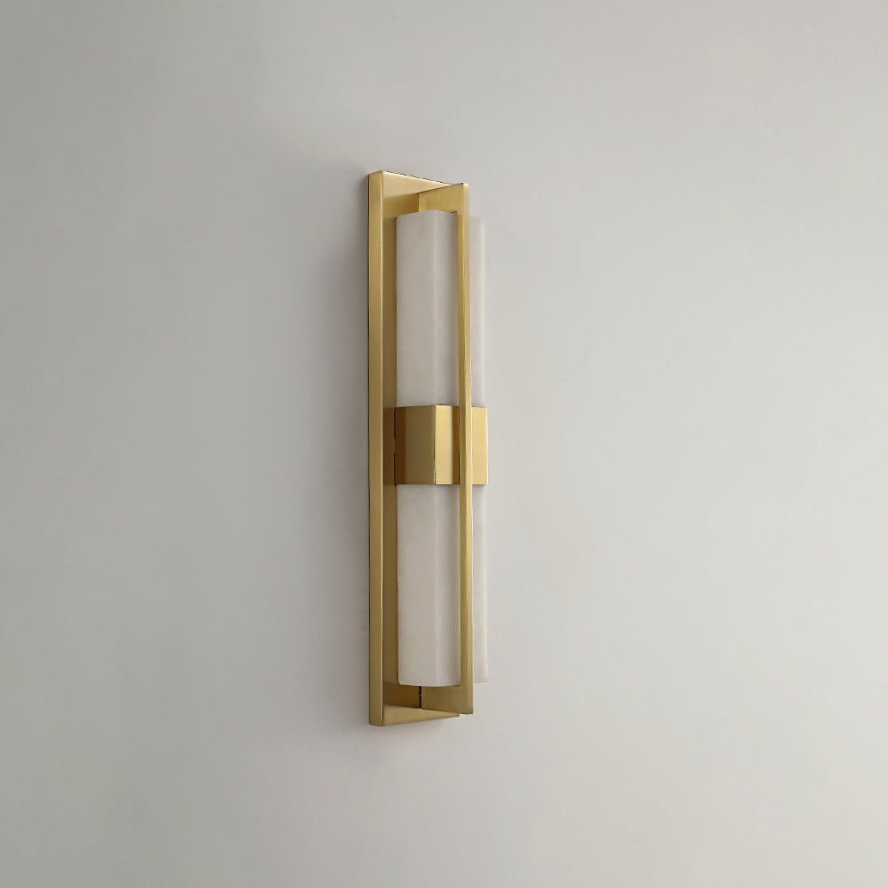 Rectangular Alabaster Brass Bracket light Wall Sconce