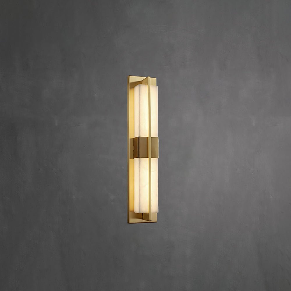 Rectangular Alabaster Brass Bracket light Wall Sconce