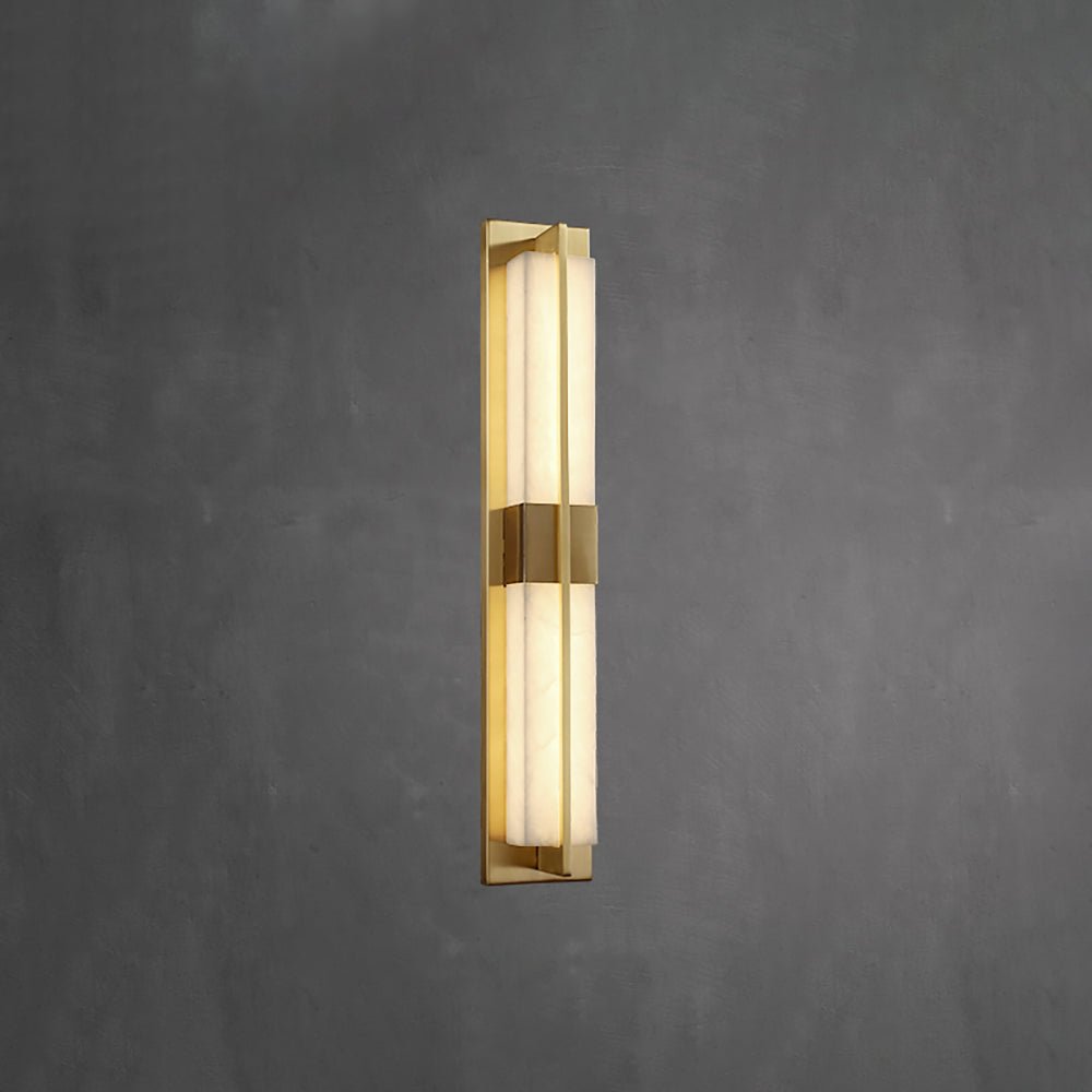 Rectangular Alabaster Brass Bracket light Wall Sconce