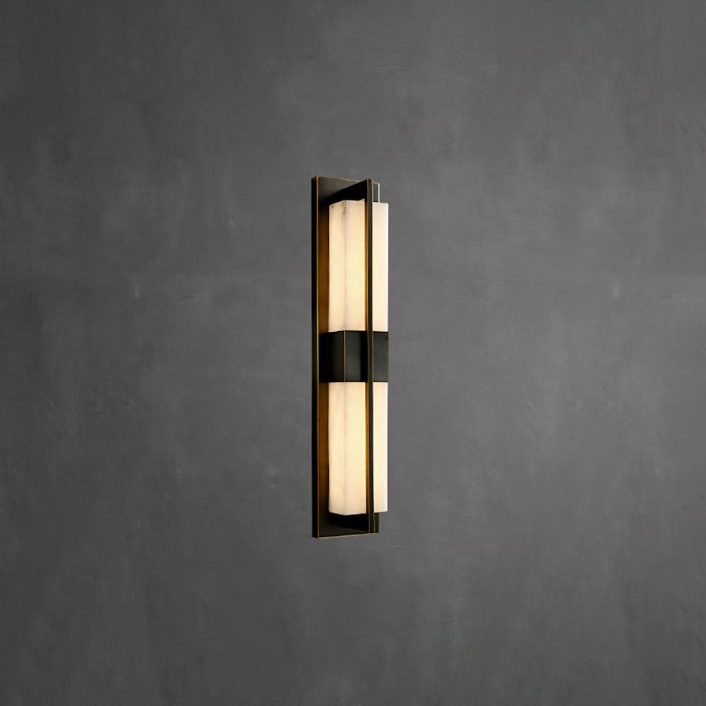 Rectangular Alabaster Brass Bracket light Wall Sconce