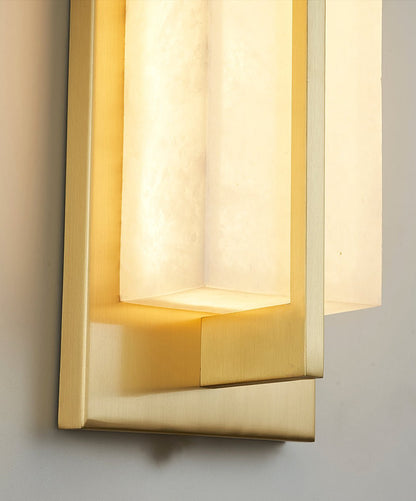 Rectangular Alabaster Brass Bracket light Wall Sconce