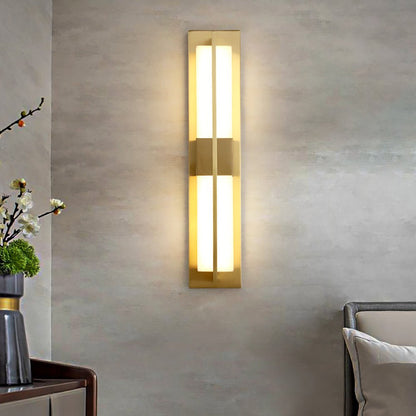 Rectangular Alabaster Brass Bracket light Wall Sconce