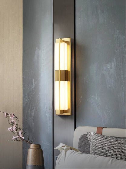 Rectangular Alabaster Brass Bracket light Wall Sconce