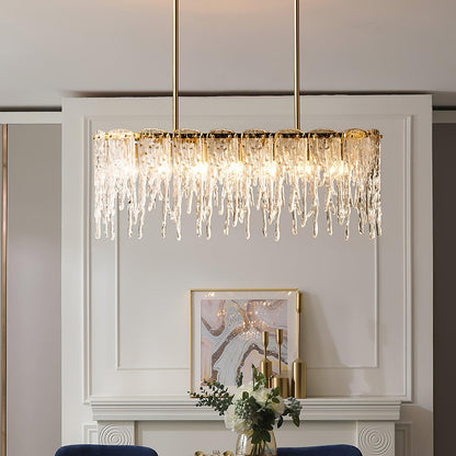 Rectangular Icicle Glass Gasolier Chandelier