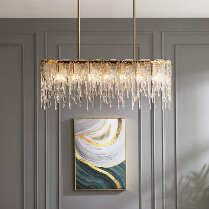 Rectangular Icicle Glass Gasolier Chandelier