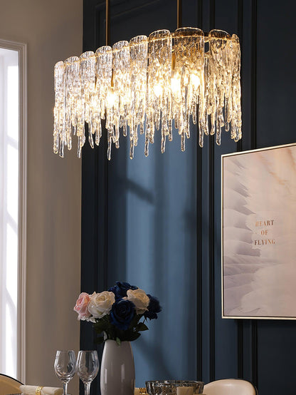 Rectangular Icicle Glass Gasolier Chandelier