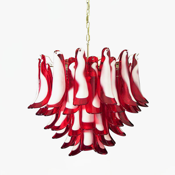 Red Glass Murano Petals Candelabrum Chandelier