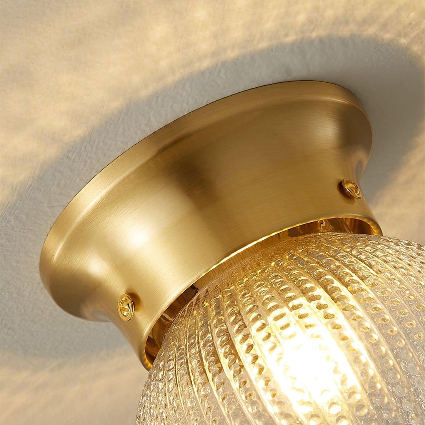 Reeded Globe Flush Overhead fixture Ceiling Light