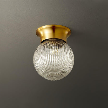 Reeded Globe Flush Overhead fixture Ceiling Light