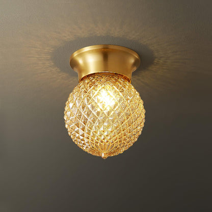 Reeded Globe Flush Overhead fixture Ceiling Light