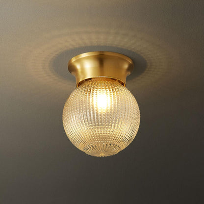 Reeded Globe Flush Overhead fixture Ceiling Light