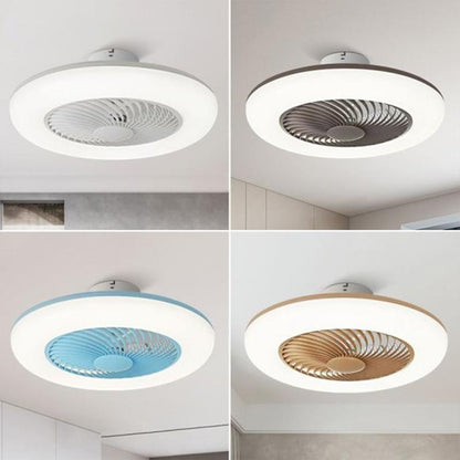 Modern Round Flush Mount Bladeless Ceiling Fans with LED Lights