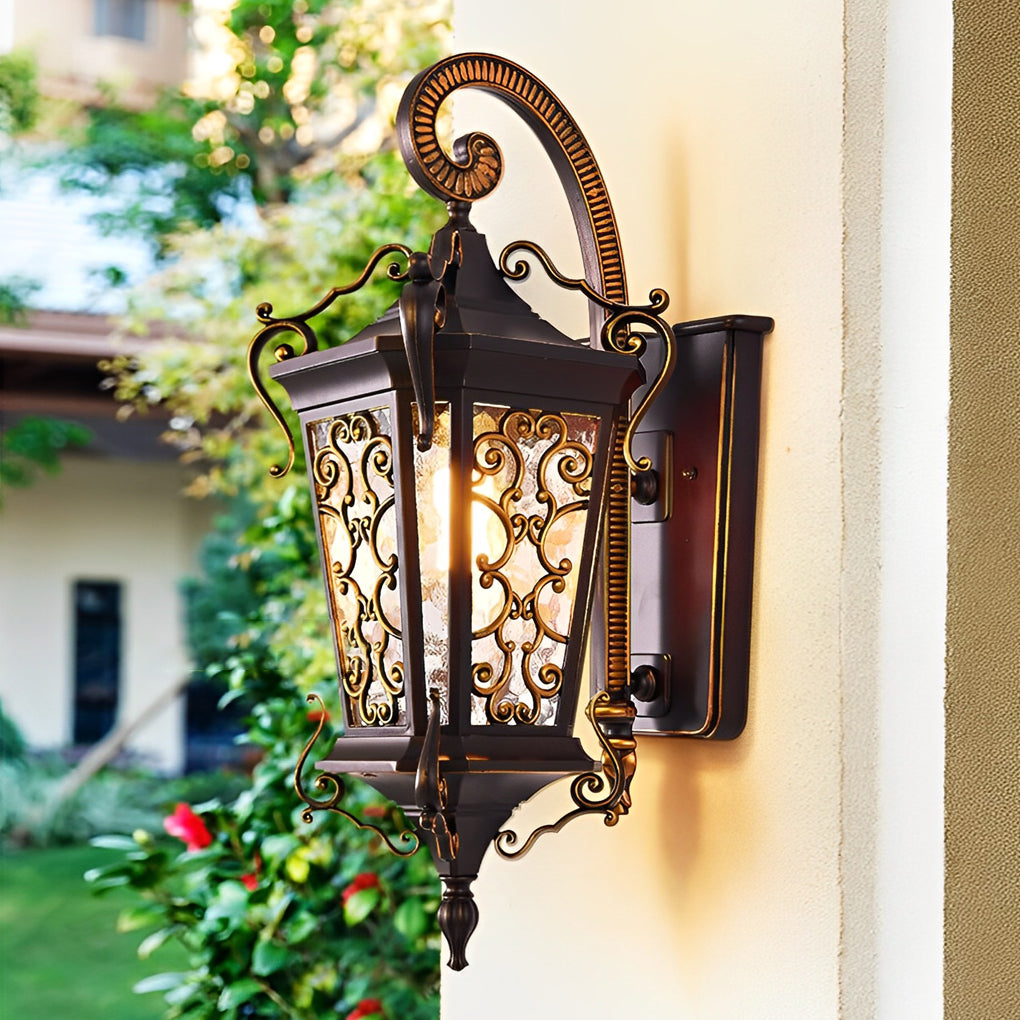 Retro Pattern Outdoor Waterproof European Style Wall Lamp Exterior Lights