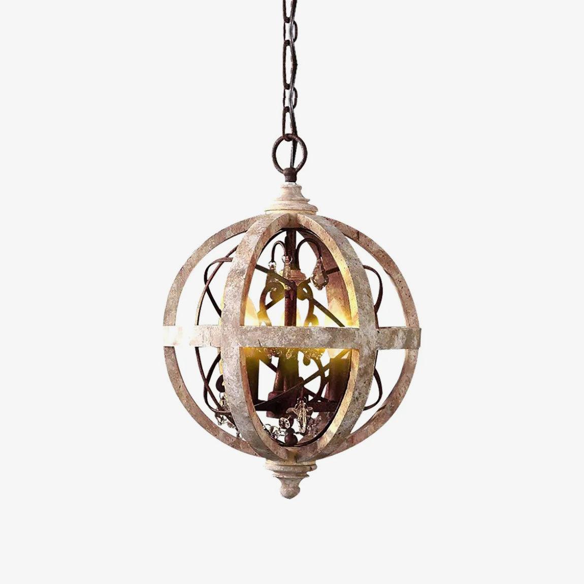 Retro Globe Weathered Gasolier Chandelier