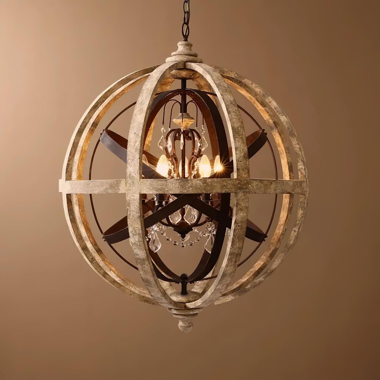 Retro Globe Weathered Gasolier Chandelier