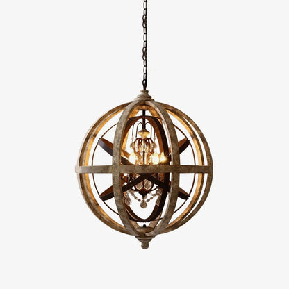 Retro Globe Weathered Gasolier Chandelier