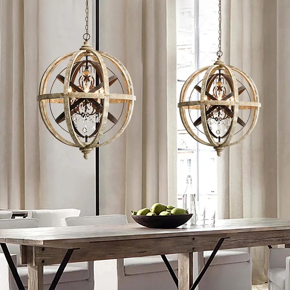 Retro Globe Weathered Gasolier Chandelier