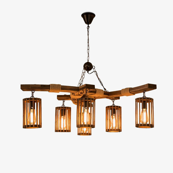 Retro Solid Wood Electrolier Chandelier