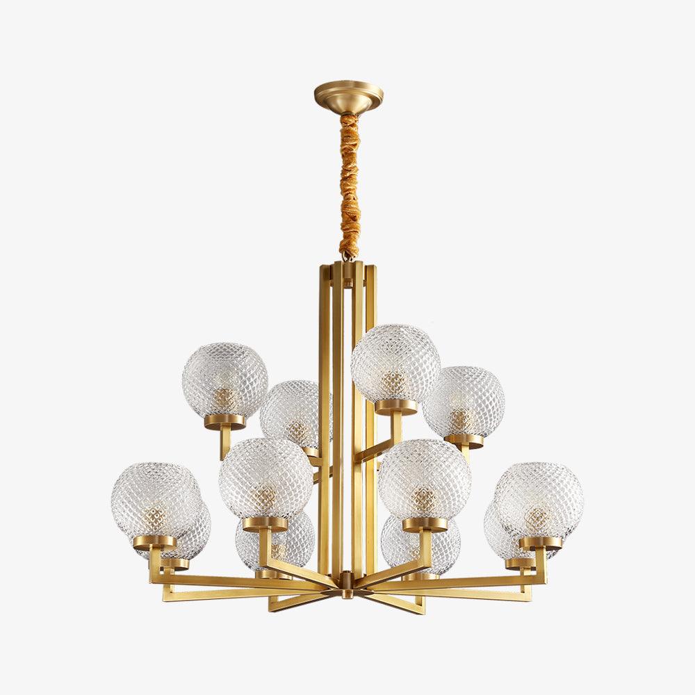 Ribbed Glass Brass Crown Chandelier