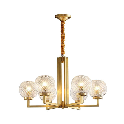 Ribbed Glass Brass Crown Chandelier