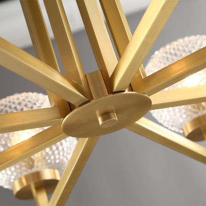 Ribbed Glass Brass Crown Chandelier