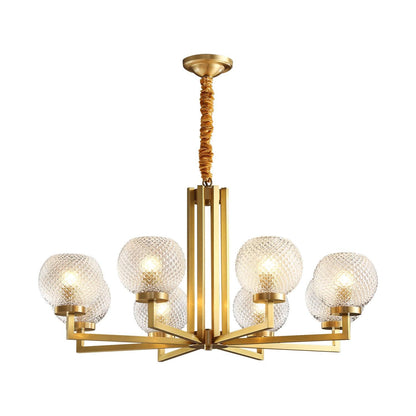 Ribbed Glass Brass Crown Chandelier