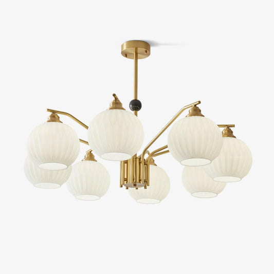 Ribbed Glass Gold Pendant light Chandelier