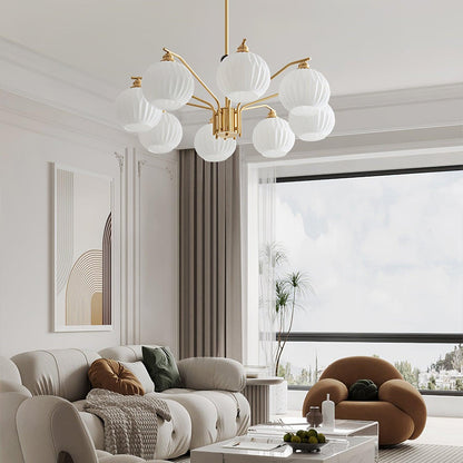 Ribbed Glass Gold Pendant light Chandelier